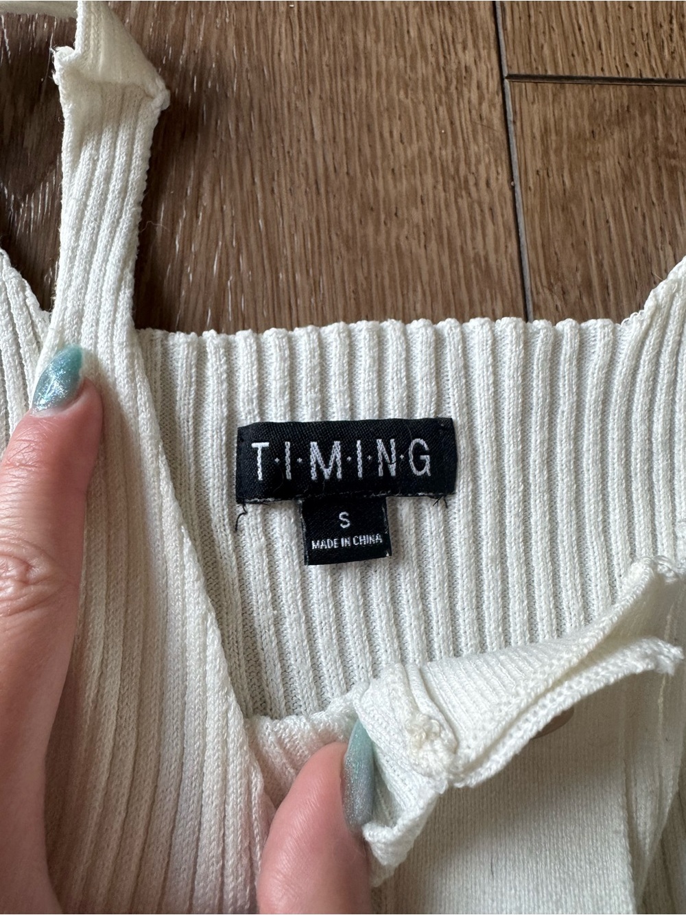 Timing Cream Ribbed Button-Front Tank Top - Picture 2 of 4